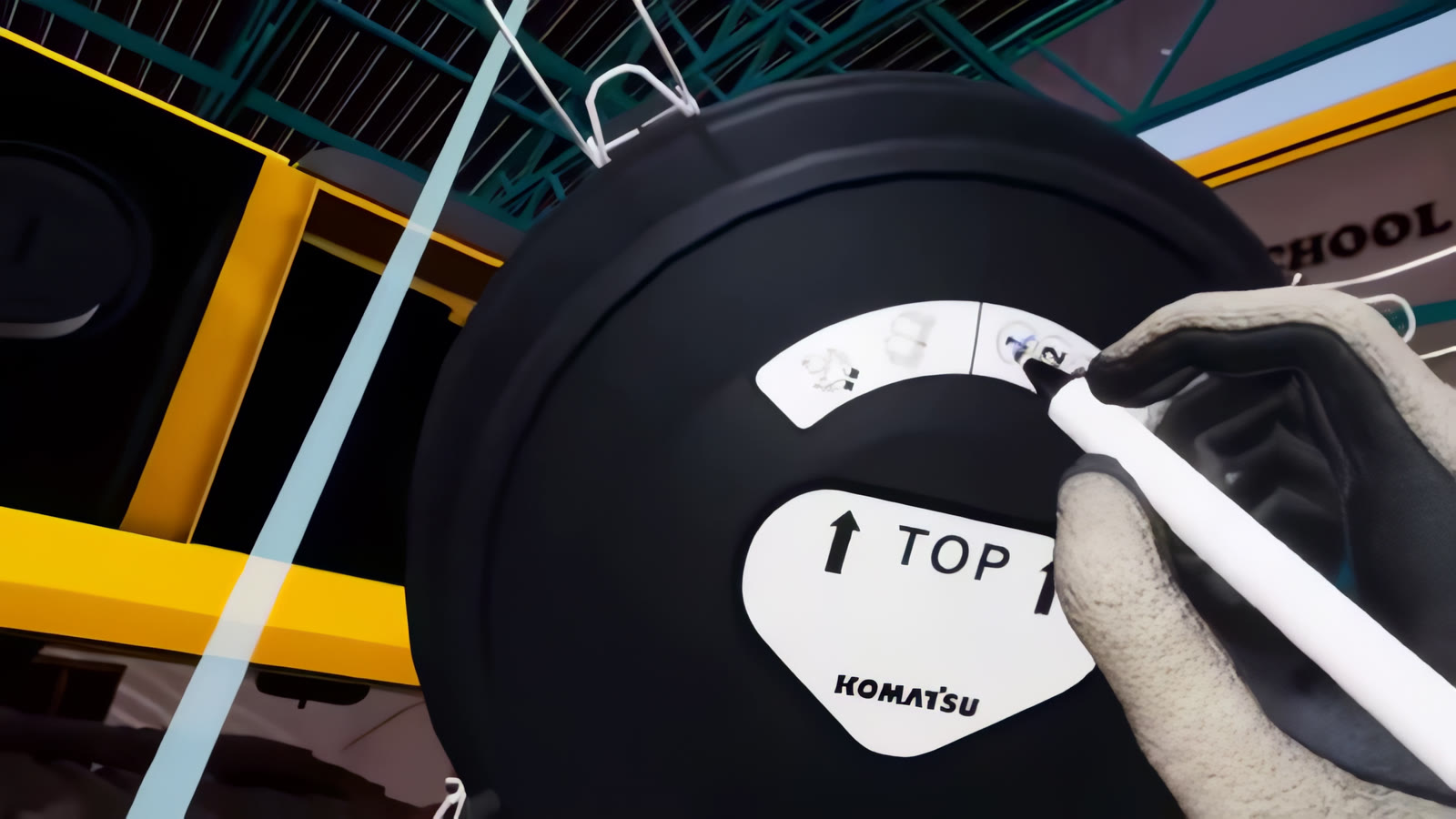[PLACEHOLDER: excavator cab view during training scenario]